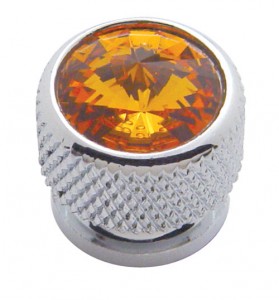(4/Card) Chrome Bolt Head W/ Diamond - Amber