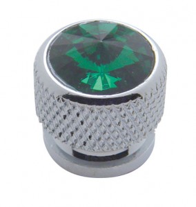 (4/Card) Chrome Bolt Head W/ Diamond - Green
