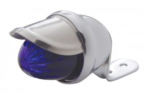 Chrome Mini Auxiliary Incandescent Light W/ Stainless Steel Visor - Blue
