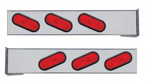 (2/Bulk) Chrome 2 Pcs. Rear Light Bar W/ 6 Slanted Oval Red Incandescent Light W/ Grommet - 4 Hole Flange Mount