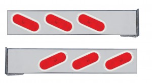 (2/Bulk) Chrome 94" Long 2 Piece Rear Light Bar W/ 6 Slanted Oval Lights W/ Chrome Bezel