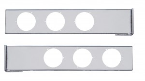 (2/Bulk) Chrome 2 Pcs. Rear Light Bar W/ Six 4" Light Cutouts - 4 Hole Flange Mount