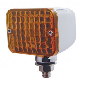 Chrome Medium Rectangular Auxiliary Incandescent Light - Amber