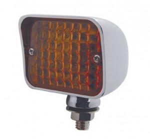 Chrome Large Rectangular Auxiliary Incandescent Light - Amber