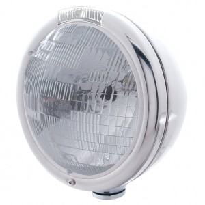 Chrome "Classic" Peterbilt H6024 Halogen Headlight W/ Incandescent Signal Light - Clear