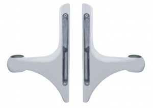 (2/Box) Polish Aluminum Peterbilt Headlight Bracket W/ 9" Light Bar Cutout