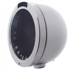 Stainless Steel Peterbilt Half Moon Headlight Housing W/ Incandescent Signal Lens