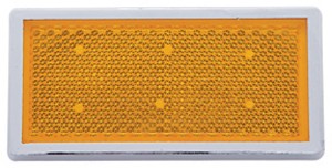 3 1/2" X 1 2/3" Rectangular Quick Mount Reflector W/ Chrome Bezel - Amber