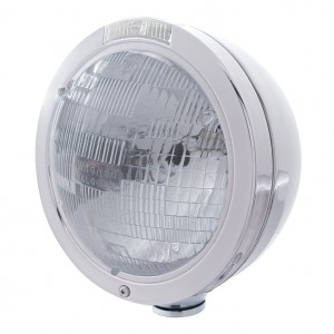 Stainless Steel Peterbilt "Bullet" H6024 Halogen Headlight W/ 4 Amber Led Signal Light - Clear Lens
