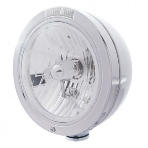 Stainless Steel Peterbilt "Bullet" Crystal H4 Halogen Headlight W/ 4 Amber Led Signal Light - Clear Lens