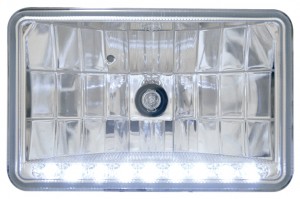 9 Led 6" X 4" Rectangular Low Beam Crystal Headlight - White