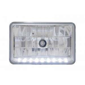 9 Led 6" X 4" Rectangular High Beam Crystal Headlight - White