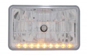 9 Led 6" X 4" Rectangular Low Beam Crystal Headlight - Amber