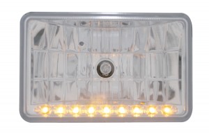 9 Led 6" X 4" Rectangular High Beam Crystal Headlight - Amber