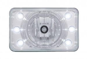 165Mm Crystal Projection Rectangular Headlight Bulb With 6 White Led - High Beam Only