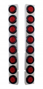 (2/Bulk) Stainless Steel Peterbilt 16 Light Cutout Rear Air Cleaner Light Bracket W/ 2" Incandescent Flat Light - Red
