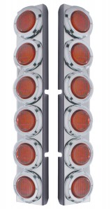 (2/Bulk) Stainless Steel Peterbilt 12 Light Cutout Rear Air Cleaner Light Brakcet W/ 2" Incandescent Flat Light W/ Ss Bezel - Red