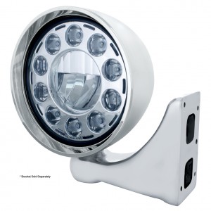 Stainless Steel 7" Round "Rebel" Headlight - 11 High Power Crystal