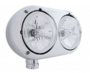 Polished Aluminum Peterbilt 359 Crystal Halogen Dual Headlight - Driver