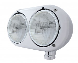 Polished Aluminum Peterbilt 359 Halogen Dual Headlight - Passenger