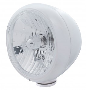 Stainless Steel Classic "Guide" Headlight - Crystal H4 Halogen Bulb