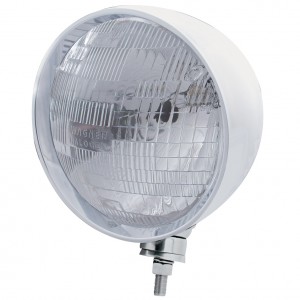 Stainless Steel Motorcycle "Rebel" Headlight W/ 7" Round Headlight Bulb - H6024 Halogen