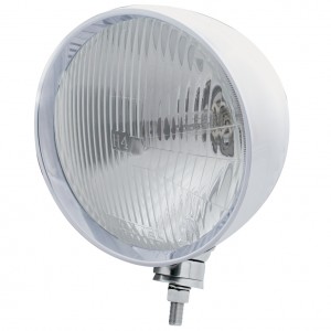 Stainless Steel Motorcycle "Rebel" Headlight W/ 7" Round Headlight Bulb - H4 Halogen