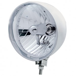 Stainless Steel 7" Round "Rebel" Headlight - Crystal H4 Halogen