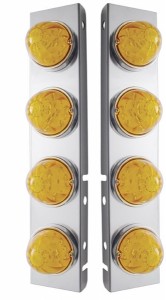(2/Bulk) Stainless Steel Peterbilt 16 Led Cutout Air Cleaner Light Bracket W/ 17 Amber Led Watermelon Cab Light - Amber Lens