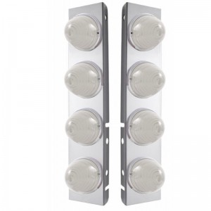 (2/Bulk) Stainless Steel Peterbilt 16 Led Cutout Air Cleaner Light Bracket W/ 17 Amber Led Beehive Cab Light - Clear Lens