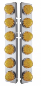 (2/Bulk) Stainless Steel Peterbilt 12 Led Cutout Air Cleaner Light Bracket W/ 17 Amber Led Watermelon Cab Light - Amber Lens