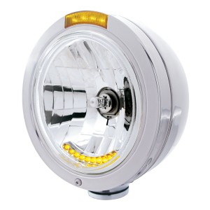 S.S. "Bullet" Peterbiltheadlight W/ Amber Single Function Signal Light - 10 Amber Led Crystal Halogen