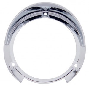 Chrome Plastic Round Turn Signal Light Bezel - Visor On Top