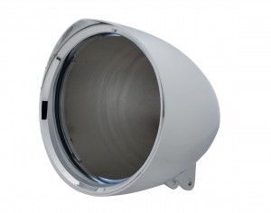 Chrome Aluminum 7" Billet Style "Chopper" Motorcycle Mount Headlight Housing With Razor Visor