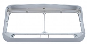 Chrome Plastic Rectangular Dual Headlight Bezel W/ Visor - Led Cutout