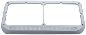 Chrome Plastic 14 Amber Led Rectangular Headlight Bezel - Clear Lens