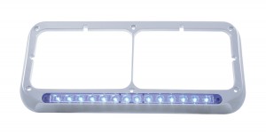 Chrome Plastic 14 Blue Led Rectangular Headlight Bezel - Clear Lens