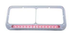Chrome Plastic 14 Red Led Rectangular Headlight Bezel - Clear Lens