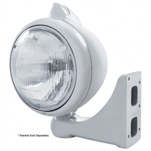 Cr. "Guide" Peterbilt Headlight H6024 Halogen W/ 5 Amber Led Vintage 682-C Series 2 Top Mount Light - Clear Lens