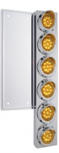 (2/Bulk) Stainless Steel Freightliner 12 Led Cutout Air Cleaner Bracket W/ 9 Amber Led 2" Marker Light W/ Visor - Amber Lens