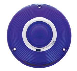 Plastic Turn Signal Lens W/ Chrome Rim - Blue