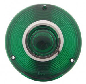 Plastic Turn Signal Lens W/ Chrome Rim - Green