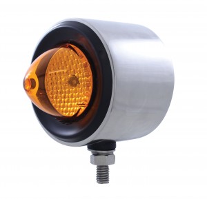 Incandescent Stainless Steel 2" Double Face Crystal Beehive Light - Amber Lens/Red Lens