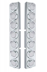 (2/Bulk) S.S. Kenworth 14 Led Cutout Air Cleaner Bracket W/ 9 Amber Led 2" Flat Light W/ Visor - Clear Lens