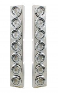 (2/Bulk) Stainless Steel Kenworth 14 Led Cutout Air Cleaner Bracket W/ 9 Amber Led 2" Beehive Light W/ Visor - Clear Lens