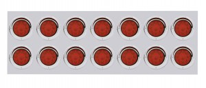 Stainless Steel Rear Light Panel W/ Fourteen 10 Red Led 4" Light W/ Visor - Red Lens
