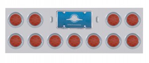 Stainless Steel Rear Light Panel W/ Eleven 12 Red Led 4" Reflector Light W/ Visor - Red Lens