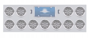 Stainless Steel Rear Light Panel W/ Eleven 12 Red Led 4" Reflector Light W/ Visor - Clear Lens