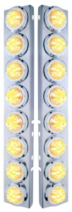 (2/Bulk) Stainless Steel Peterbilt 16 Led Cutout A/C Bracket W/2" 9 Amber Led Beehive Light & Chrome Pl. Bezel - Clear Lens