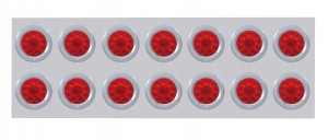 Stainless Steel Rear Light Panel W/ Fourteen 10 Red Led 4" Light W/ Bezel - Red Lens